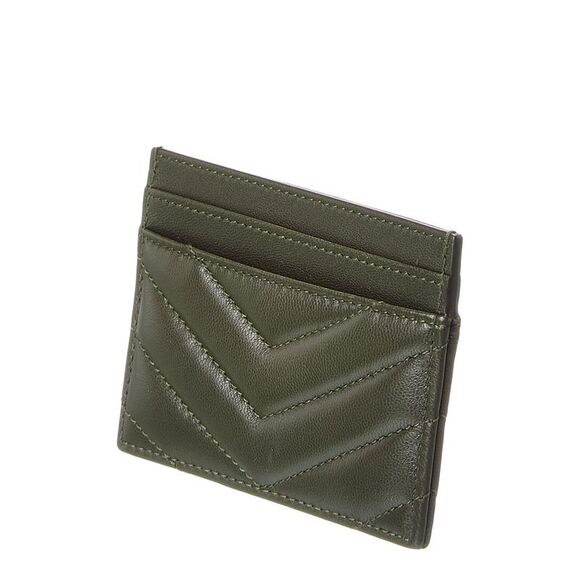 Saint Laurent Monogram Matelasse Leather Card Holder, Green - Picture 2 of 4
